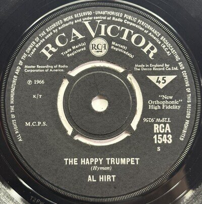 Al Hirt The Happy Trumpet / Pitty Pat RCA Victor 1966 45rpm 7” Single