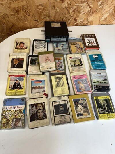 Vintage Harry Moss 8-Track Car Tape Player & Cartridge Tapes