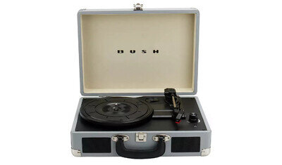 Bush Retro Turntable 3-Speed Record Player Portable KTS-601 Grey Case 3421545