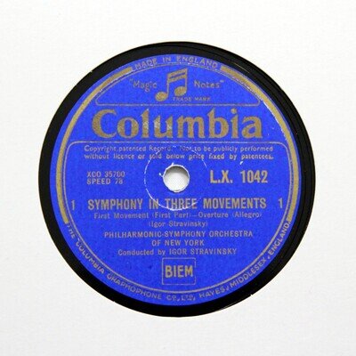 IGOR STRAVINSKY "Symphony In Three Movements" 12" COLUMBIA 3 DISC SET [78 RPM]