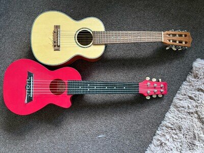 2x Guitaleles- Ashbury AU1-16GN AND Korala PUG-40RD Mini 6 String Guitars Bundle