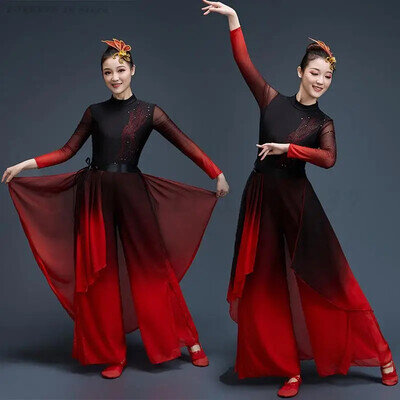 Chinese Classical Dance Costume Traditional Folk Yangge Women Chiffon Dancewear
