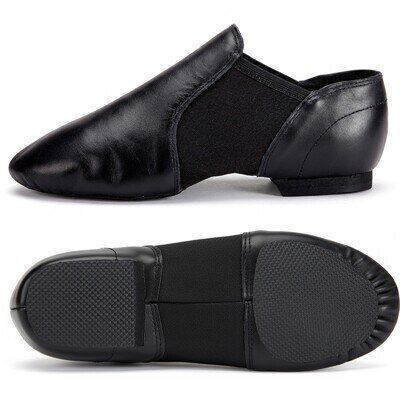 SLIP ON JAZZ DANCE SHOES Black Leather split irish Soft leotard sole UNISEX 03