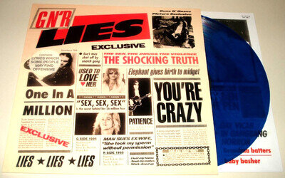 GUNS N' ROSES : GN'R LIES Blue Vinyl LP Record Album (Geffen Re-issue) Ex/Mint