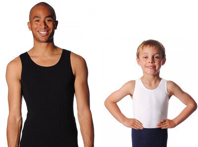 ROCH VALLEY Mens Boys Cotton Sleeveless Dance Leotard Ballet Oliver Black White