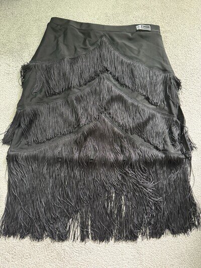 Women’s Black Fringed Latin Dance Skirt Size 10-12