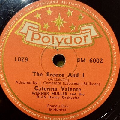 CATERINA VALENTE The Breeze And I POLYDOR BM6002 10" 78RPM Gramophone Record