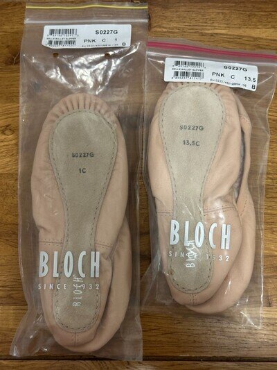 BLOCH Belle Pink Leather Ballet Shoes S0227G Size 13.5C Brand New