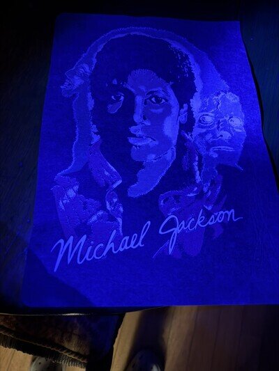 Michael Jackson Poster Glow in the Dark Flocked Velvet Backlight with UV Light