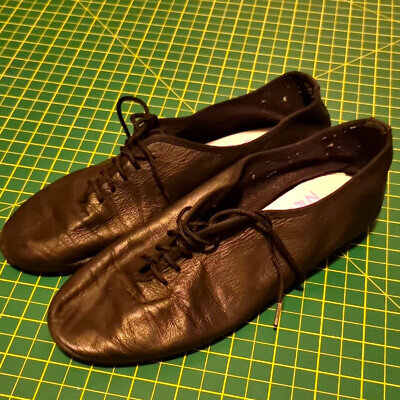 Women’s black leather lace-up flat jazz dance shoes UK 5
