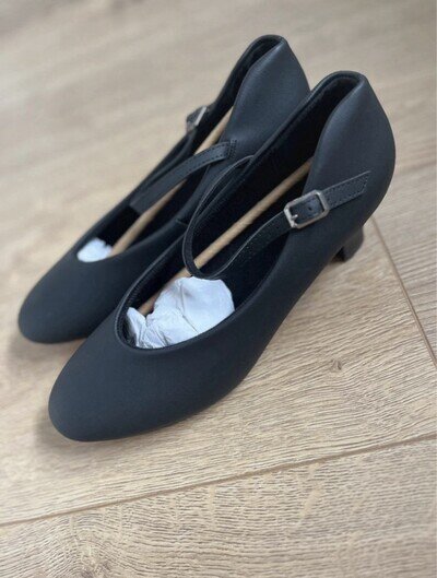 Asyusyu Tap Shoes 1.55" Black Ballroom Dance Shoes for Women Dancing Latin Salsa