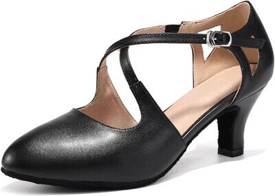 Women’s Ballroom Latin Dance Shoes Closed Toe Salsa Tango Practice Heels
