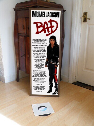 MICHAEL JACKSON BAD POSTER LYRIC SHEET, BILLIE JEAN, SMOOTH CRIMINAL, THRILLER
