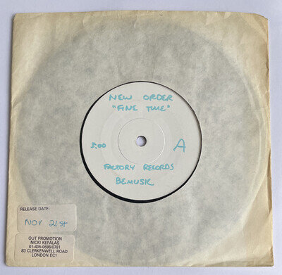 NEW ORDER -Fine Time- Ultra Rare UK 7" Test Pressing/Promo (Vinyl Record)