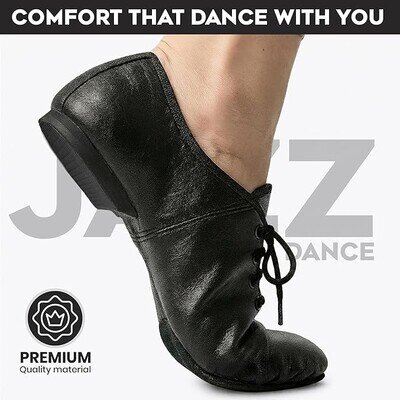 JAZZ DANCE SHOES Black unisex Leather split suede sole pumps irish hard jig 01