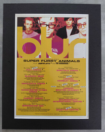 Blur 1997 UK Tour Promo Original Tour Advert Mounted 14x11"
