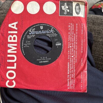 LEN BARRY 1-2-3 BULLSEYE - BRUNSWICK RECORDS 05942 - 1965 - 7” SINGLE