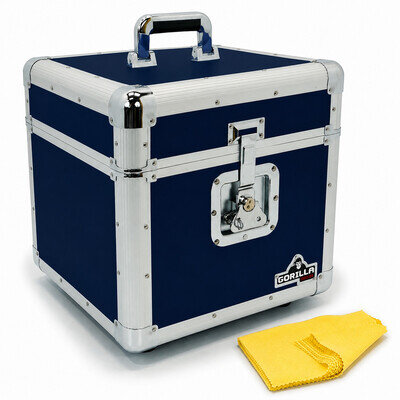 Gorilla LP100 12" Vinyl Record Storage Box Flight Carry Case Holds 100 (Blue)