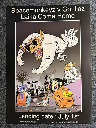 RARE VINTAGE 77x52cm GORILLAZ UNUSED 2002 RECORD SHOP POSTER - DAMON BLUR ETC