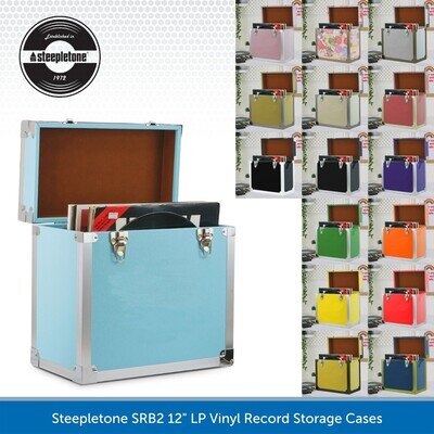 12" Vinyl Record Storage Box Flight Carry Case 12 Inch LP Album Steepletone SRB2