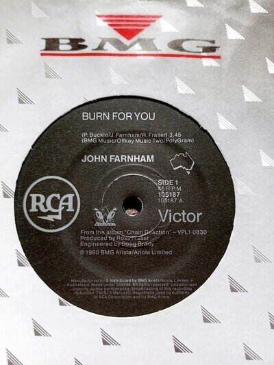 John Farnham (Burn for You) 7 inch vinyl single - RCA - 1990 - Australia