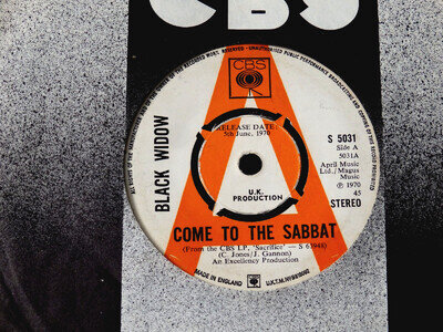 BLACK WIDOW 'COME TO THE SABBAT' 1970 UK 7" PROMO VINYL (CBS S 5031)
