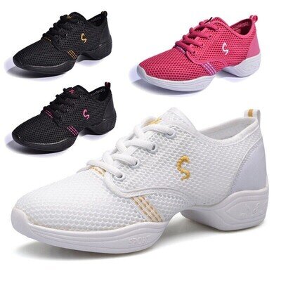 WOMENS TRAINERS JAZZ HIP HOP DANCE SNEAKERS LADIES MESH SPLIT SOLE DANCING SHOES