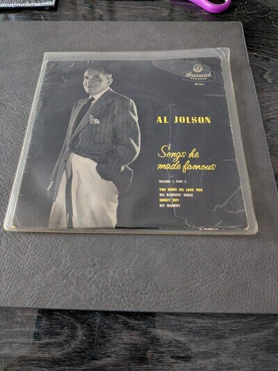 Al Jolson Songs He Made Famous Brunswick 1957 7" Vinyl 45RPM EP OE 9357