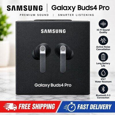 Samsung Galaxy Buds4 Pro Black Wireless Earbuds ANC Bluetooth Headphones UK NEW