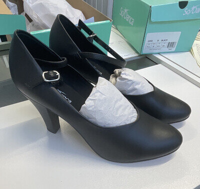 So Danca CH53 Black Leather Women's Dance Shoes Med Heel UK 8 EU 41.5