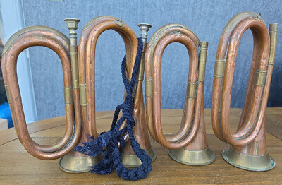 VINTAGE BUGLES BRASS / COPPER JOB LOT - MILITARY/BOYS BRIGADE - AS SEEN