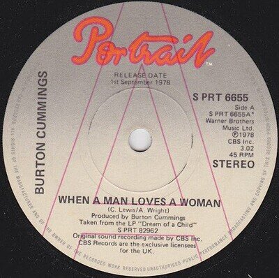 Burton Cummings - When A Man Loves A Woman - Used Vinyl Recor - Promo - N7294z