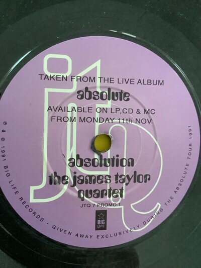 James taylor quartet Absolution. 7" Single. 1991. Promo Etched. Big life