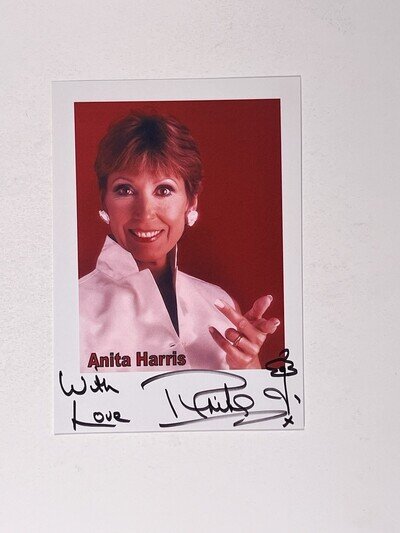 Anita Harris Signed Photo Card Original Actress Singer Autograph