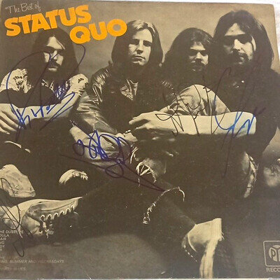 Status Quo The Best Of Rock Record Sleeve Signed Autographed Original