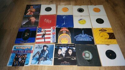 Job Lot 20 Vinyl 7" Singles; David Bowie, Iron Maiden, ELO, Scorpions, etc..