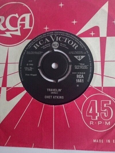 Chet Atkins - Travelin'/Cloudy and Cool (RCA 1441) EX Vinyl Record 7"