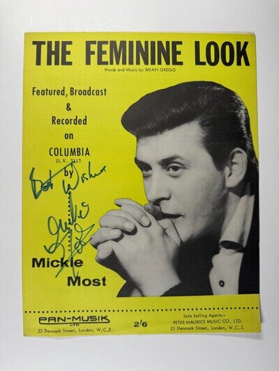 Mickie Most Original Signed Autograph The Feminine Look Sheet Music Pete Frame