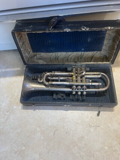 Vintage Columbia Harry B Jay Cornet/Trumpet? Engraved, , Silver Plated For Parts
